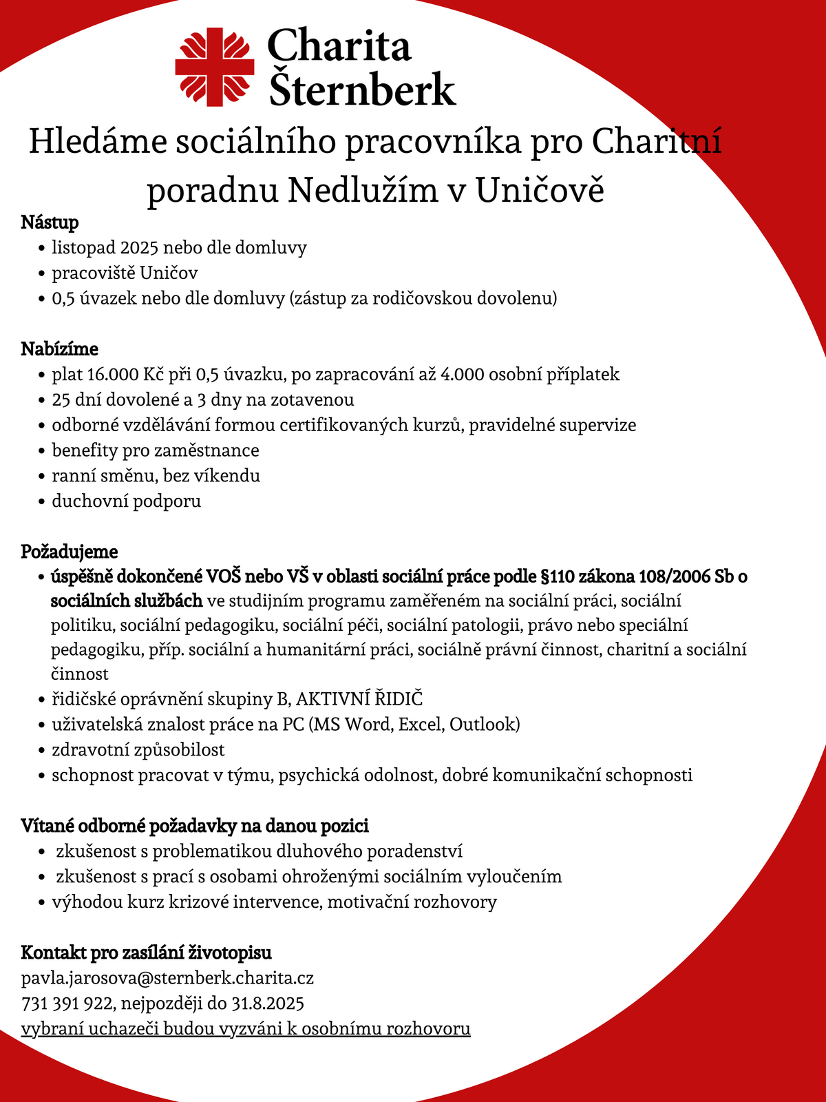 Výběrové řízení - Poradna Nedlužím